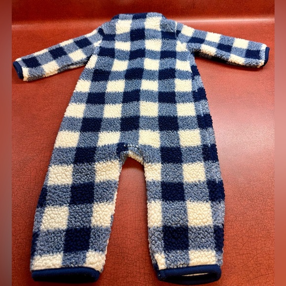 Carter’s Blue Gingham Zip-Up One Piece Fleece Footie | 6M - Picture 2 of 3